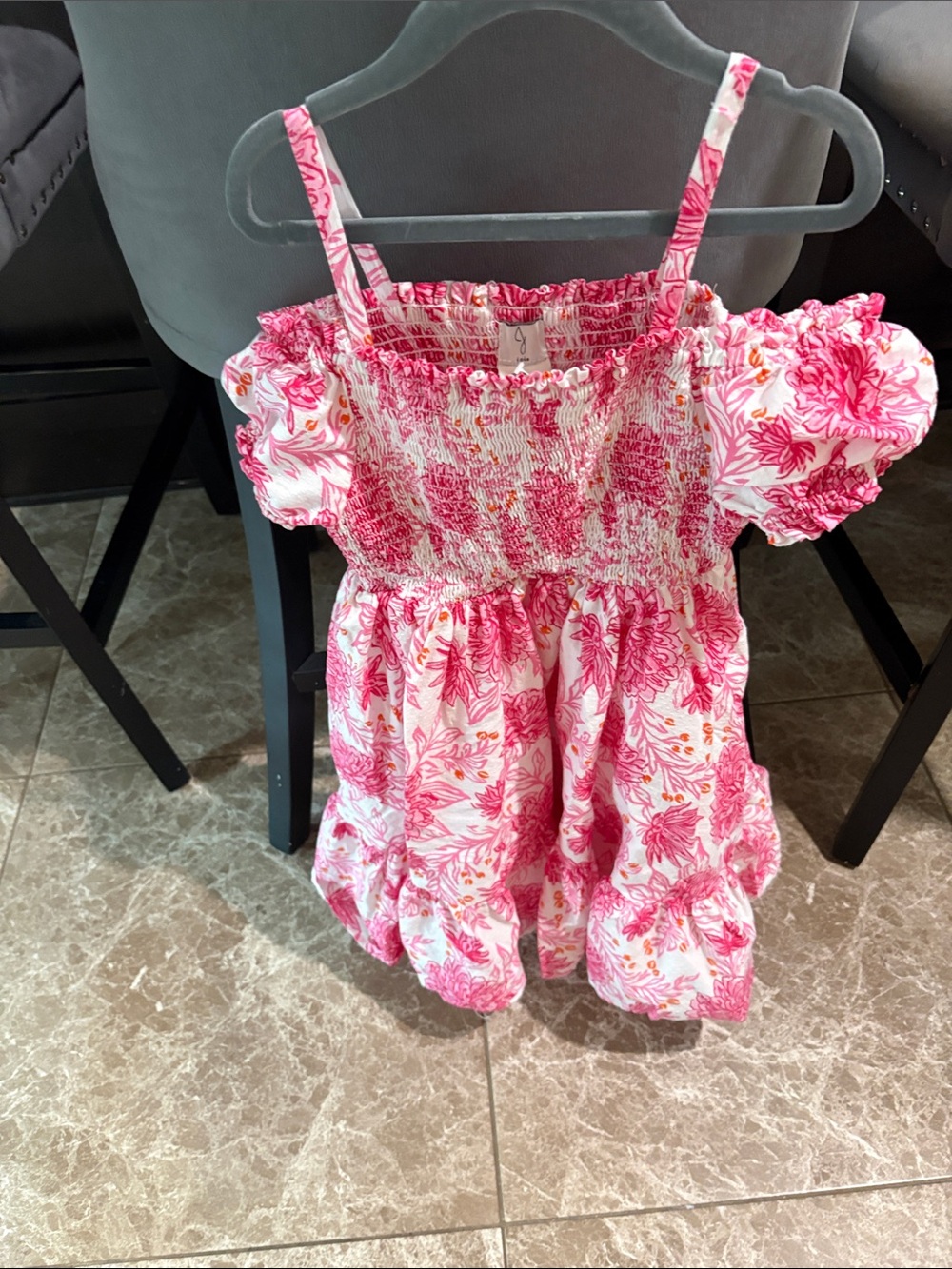 Joie Pink and White Floral Smocked Sundress